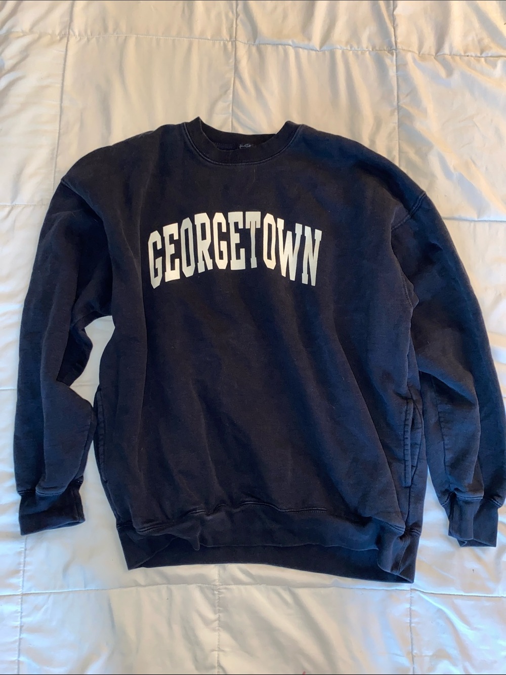 Brandy Melville Navy Crewneck with White GEORGETOWN Print